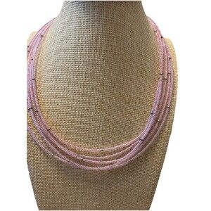 Pink Beaded Necklace Multilayer multistrand